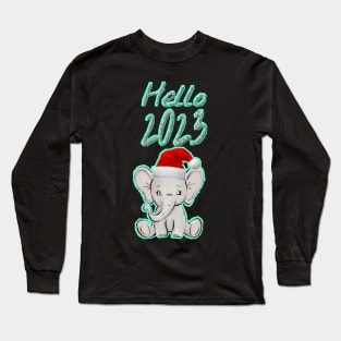 Little Elephant Happy New Year T-Shirt Stickers Long Sleeve T-Shirt